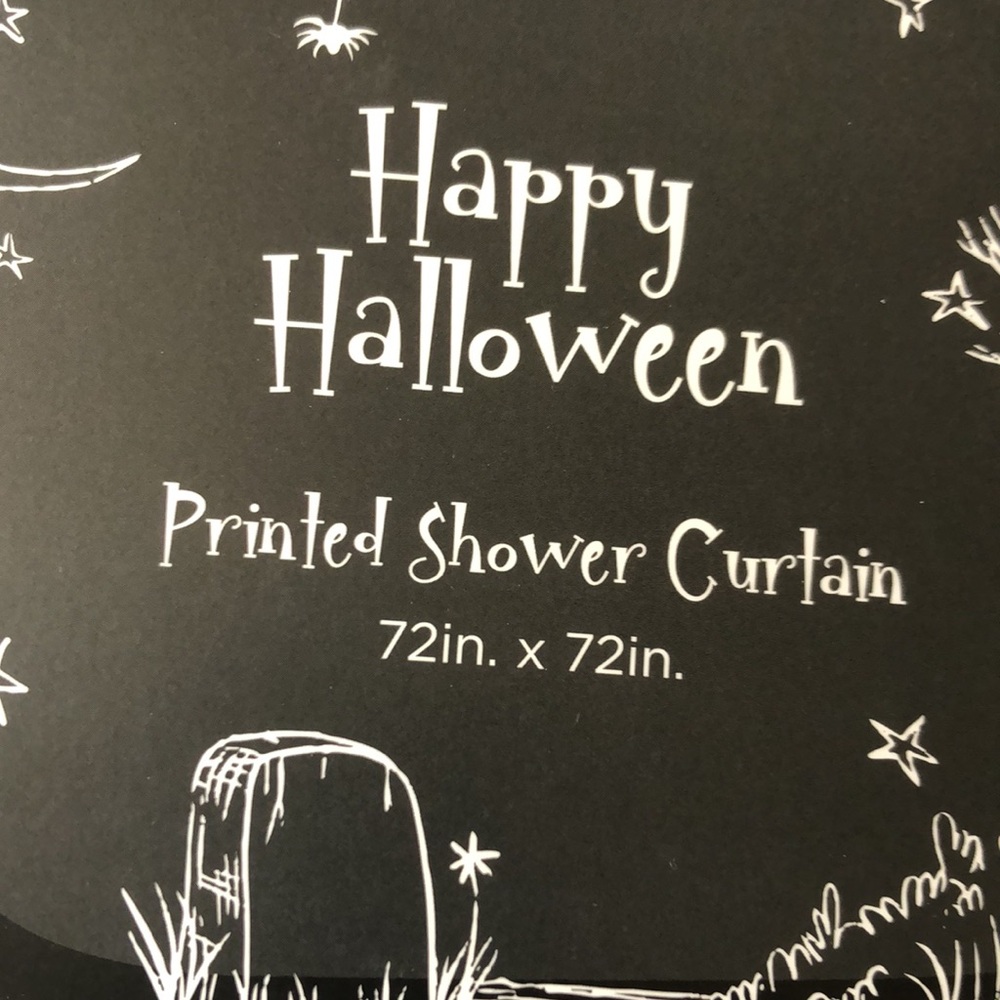 Happy Halloween Black & White Skeleton Couple Shower Curtain - Picture 2 of 8